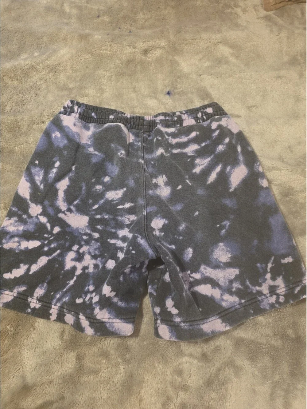 Abercrombie Kids Sweat Shorts Boys Black Purple Tie Dye Drawstring Sz 13-14 EUC